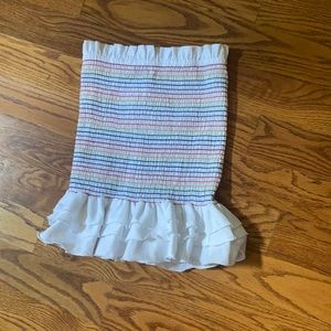 DO+BE rainbow embroidered tube top with ruffle